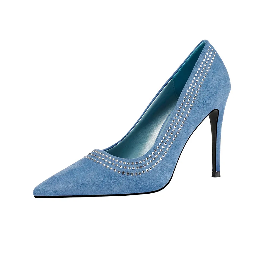 

10CM PUMPS 2020 Korean fashion pointed high-heeled high-heeled rhinestones with thin thin women's shoes