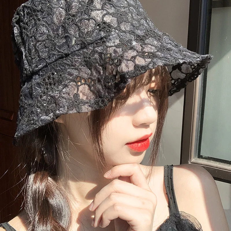 Woman caps bucket hats lace the sun 