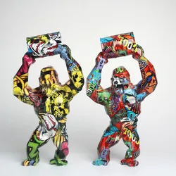 Sculpture en résine créative de 40CM, seau élévateur King Kong, décoration de maison, Simulation de baril, Statue de gorille, décor de salon 