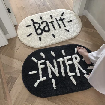 

Cartoon Letter Door Mat Flocking Water Uptake Non-slip Doormat Lemon Peach Home Land Pad Bedroom Toilet Doorway Floor Mat