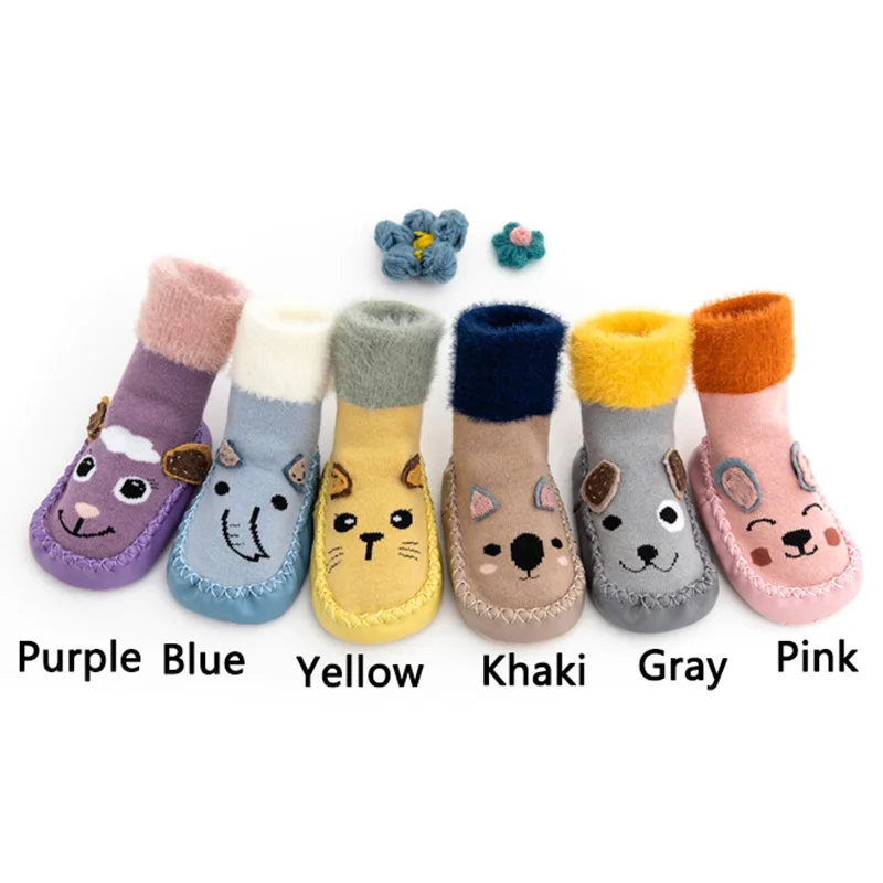 Носки для малышей, Осенние хлопковые носки для младенцев с мультипликационным принтом, теплые нескользящие носки для малышей, обувь для малышей, гетры для малышей 0-18 месяцев