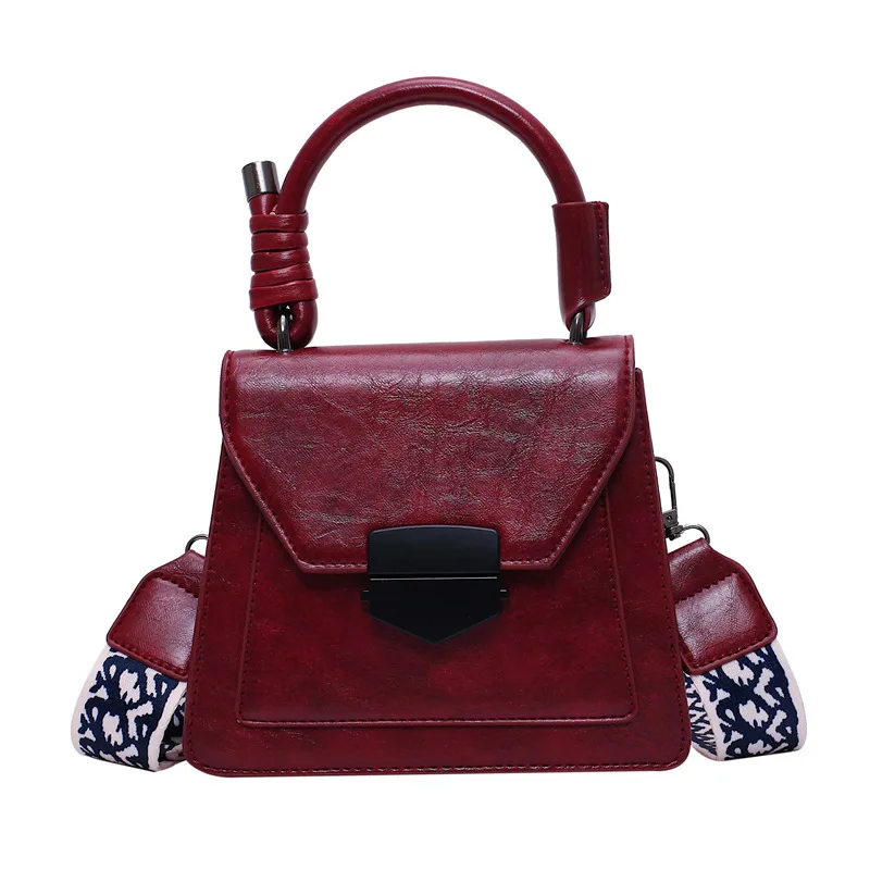 Женская брендовая Оригинальная дизайнерская сумка, женская новая Джокер ретро сумка-мессенджер с одной задней частью, модная текстура, широкополосная маленькая квадратная сумка - Цвет: Бургундия