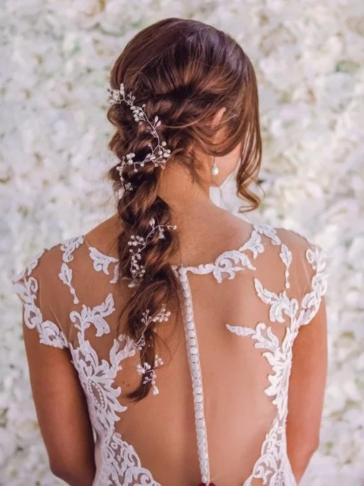 Silver Gold Crystal Pearl Rhinestone Hair Vine Headband Jewelry Bridal Hair Accessories for Women
