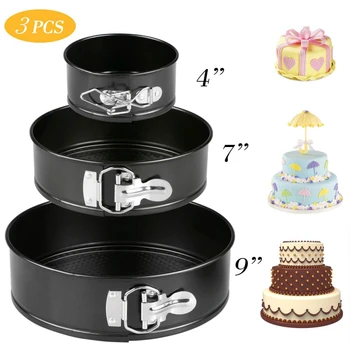 

3Pcs Non-stick Bakeware Baking Pans Kitchen Cake mold Small Round baking dish Heavy Carbon Slipknot Removable Base Tray