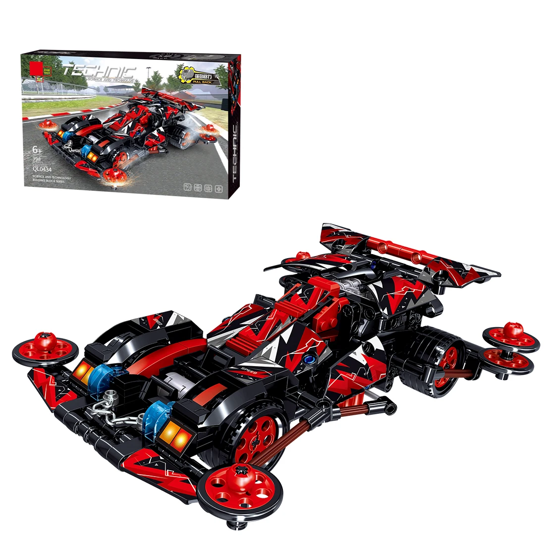 

398Pcs Technic 4WD Pull Back Racing Car Vehicle Bricks Small Particle DIY Building Blocks Model Christmas Gift For Boys 8+