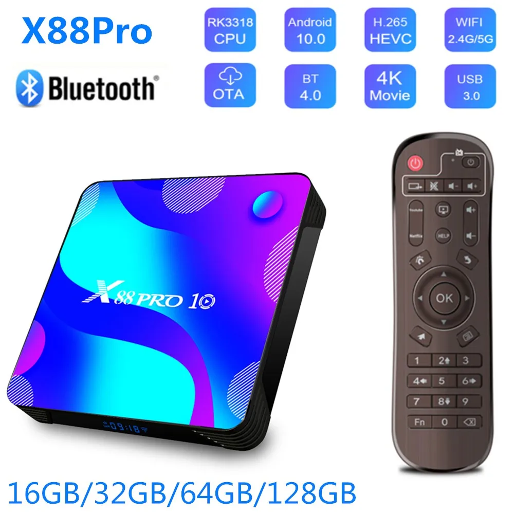 

2020 4GB 128GB Smart TV Box Android 10 10.0 RK3318 Quad Core TV Box 32GB 64GB ROM 1000M Dual Wifi 4K Media Player Set-Top Box