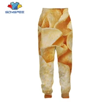 Брюки с чипсами для мужчин и женщин, брюки с 3D принтом картофельных чипсов, свободные спортивные эластичные комбинезоны в стиле Харадзюку для фитнеса, C089-04