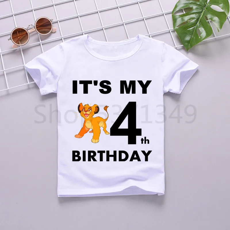 Для мальчиков и девочек с изображением короля льва Simba футболка С Днем Рождения
