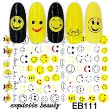 1Pcs Cartoon Series Nail sticker Smile Face Leaves Nails Art Stickers Cartoon Slider Full Wrap Stickers On Nail Accessories