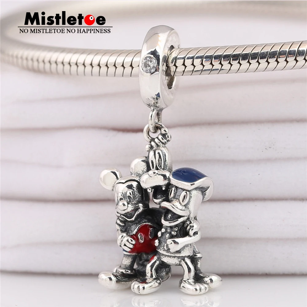 

Mistletoe 925 Sterling Silver Micky & Duck Dangle Charm Have no name European Jewelry
