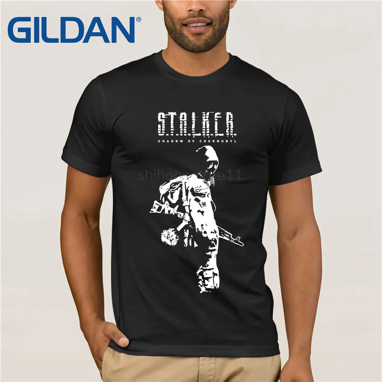 Футболки Сталкер SOC белая тень Чернобыля хлопковые футболки свободный крой