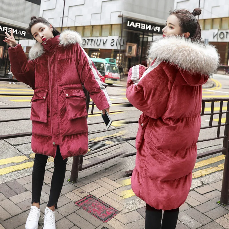 

Down Jacket Cotton-padded Clothes Women's Mid-length 2019 Winter New Style Korean-style Slimming Really Big Fur Collar Cotton-pa