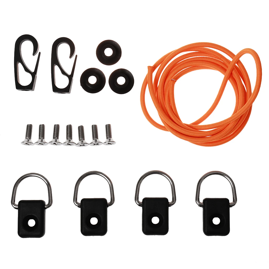 Kayak Canoe Bungee Deck Kit D Rings Hooks Safety Lanyard Hardware Accessory