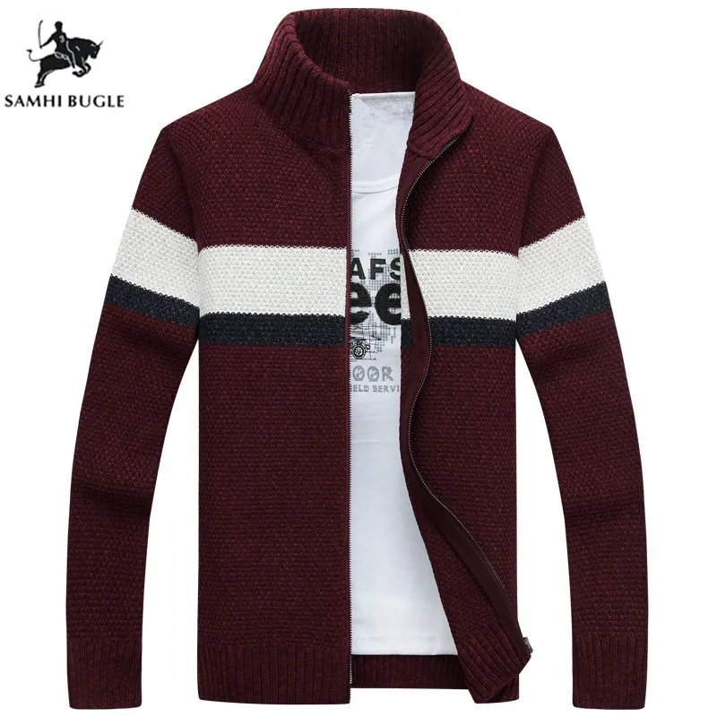 Кардиган Для мужчин s свитеры для брендовая одежда хлопок, воротник-стойка осень-зима узор с полосатым свитером, Для мужчин XXXL