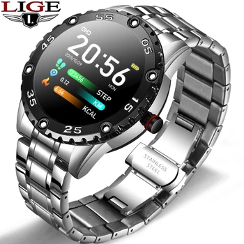 

LIGE New Smart Watch Men IP67 Waterproof Heart Rate Fitness Tracker Pedometer For Android ios Steel Band Sports Men smart watch