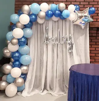 

Balloon Garland Arch Kit Blue and White Silver 16Ft Long 100pcs Balloons For Boy Baby Shower Birthday Wedding Baby Shower Party