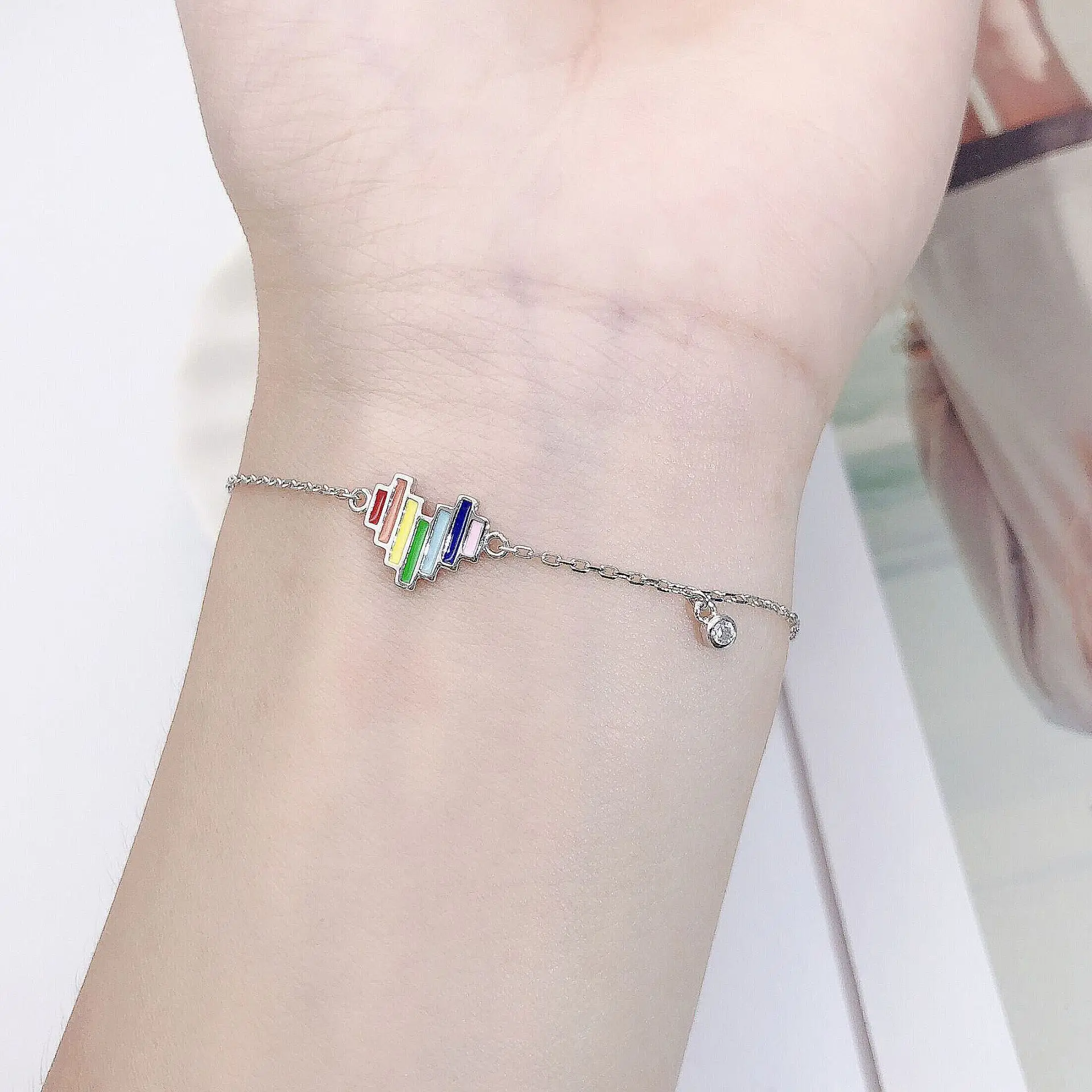 Браслет с радужным сердцем, Женские Ювелирные изделия из стерлингового серебра пробы, модные гипоаллергенные браслеты, подарок для женщин, серебряный браслет