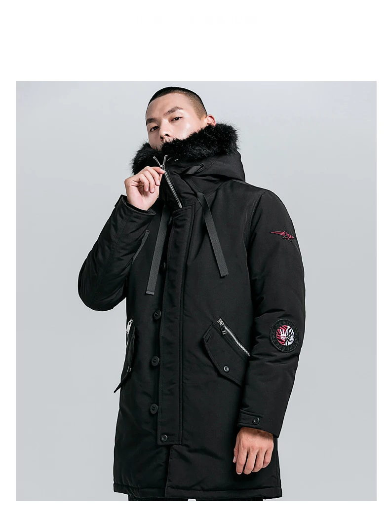 Мужская зимняя куртка с густым мехом, теплое пальто, модная Повседневная парка с хлопковой подкладкой средней длины, утолщенное пальто для мужчин на зиму