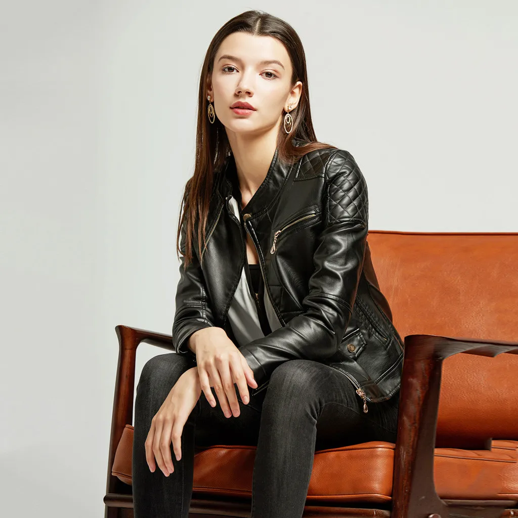 

JAYCOSIN 2019 autumn trend womens jacket Coat Warm Winter Short Coat Leather Jacket Parka Zipper Outwear Open Cardigan Tops 9819