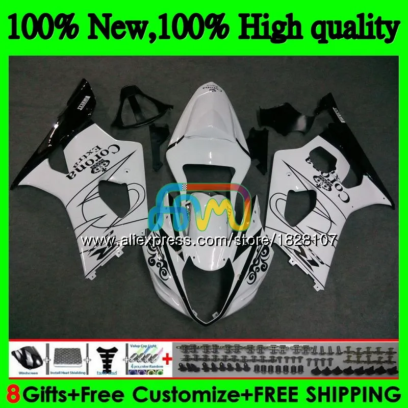 Корпус для SUZUKI GSXR-1000 GSXR1000 03 04 41BS. 68 1000CC GSX-R1000 GSX R1000 03 04 K3 GSXR 1000 CC 2003 белый corona 2004 Обтекатель - Цвет: No. 1