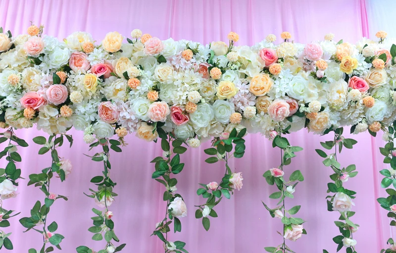 JAROWN Artificial Rose Flower Row Flower Ball Wedding Centerpieces Candle Stick Flower Stand Hydrangea Silk Fake Flowers Home Decor (12)
