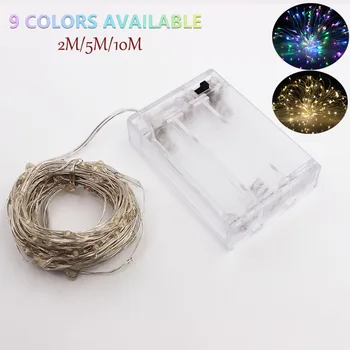 

10M 5M 100 50 LED 3XAA Battery LED String Lights for Xmas Garland Party Wedding Decoration Christmas Tree Flasher Fairy Lights