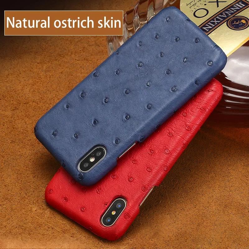 

Luxury leather Phone Cases For iPhone 7 8 Plus X Xs Max Case Real Ostrich skin Back Cover For 6 6s 6p 7p 8p case