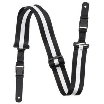 

Black & White Nylon Guitar Strap with Double Buckle Delicate Genuine Leather Head for Acoustic Electric Bass Guitar