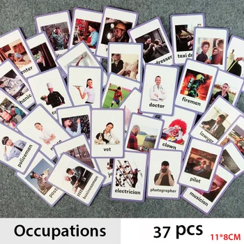 

Kids Montessori Pocket Card Early Educational Toys for Children Learning English Word Flash Card Occupations Juguetes Educativos