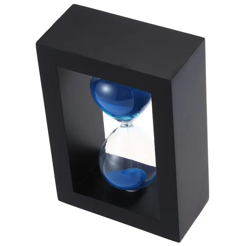 Деревянная Рамка Песочные часы песочный таймер черная рамка Синий Песок.(Черная оправа синяя 30 минут