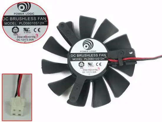 Power Logic PLD06010S12H DC 12V 0.30A Dia. 55 мм C.T.C 39 2 провод Сервер вентилятор