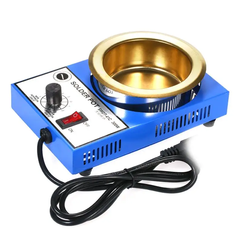 

300W Solder Pot Tin Melting Furnace Thermoregulation Soldering Desoldering Bath 100/80/50/38mm 200~450 Centigrade+Universal Plug