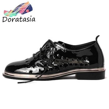 

DORATASIA Brand Patent Leather Pumps Spring New Comfort All Genuine Leather Pumps Women Casual Low Heels Dress Shoes Woman