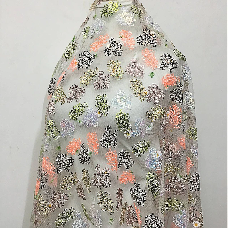 GLace 1Y/Лот Красочные Блестки сетки Швейные Блестки ткань для платья украшение домашних штор DIY Материал TX1529