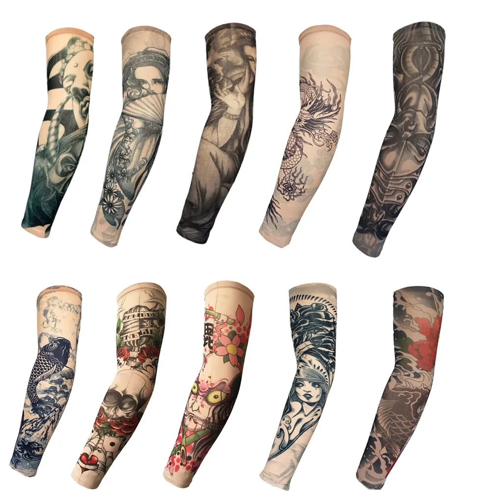 New 2Pcs Cycling Sports Long Sleeves UV Cool Arm 3D Tattoo Printed Armwarmer Protection Breathable Quick Dry | Спорт и развлечения