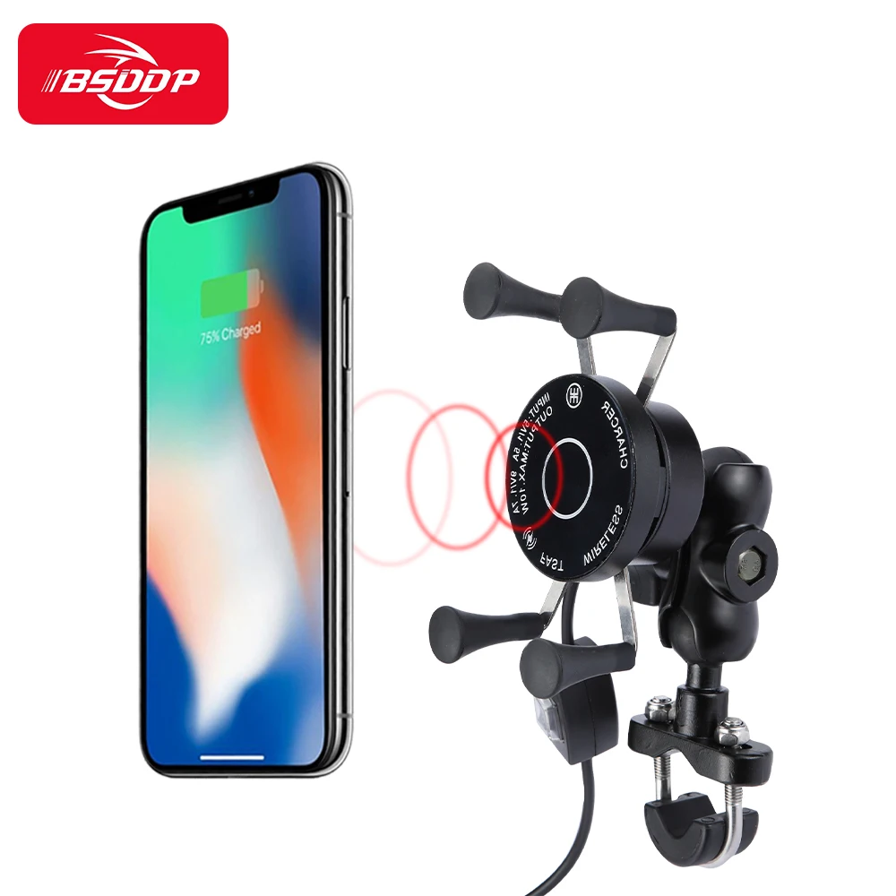 

Motorcycle Phone Holder Wireless+USB wired port Charger Fast charge Phone Stand for Benenlli Aprilia Piaggio Ducati Yamaha Honda