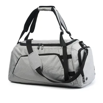 

Ougger Large Traveling Luggage Bags Fashionable Shoulder Men Handbags Gray Polyester Claassic Leisure Style Sports Training Bag