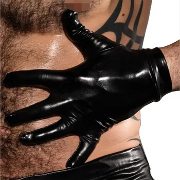

NEW Fashion Patent Leather Gloves Men And Women Black Gloves Nightclub Bar Stage Club Glove