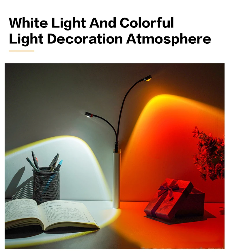 LED Sunset Red Lamp Projector USB Rainbow Atmosphere Night Light For Home Bedroom Decor Photography Lighting Projection Lamp decorative night lights