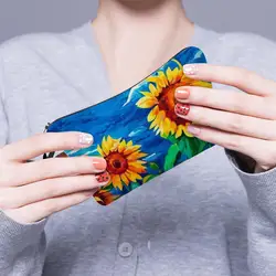 Cosmetic Bag Vivid Sunflower Print Hanging Hole Cosmetic Bag Durable  Large Capacity Toiletry Bag Organizer Bag for Vacation