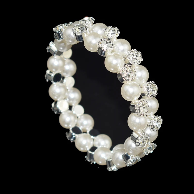 Модный браслет из искусственного жемчуга женский золотой серебряный браслет с кристаллами многослойный эластичный браслет для невесты