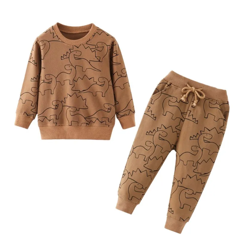 Goede Dinosaurus Kinderen Kinderkleding Sets Cartoon Lente Katoenen Shirt en Broek Jongens Lange Mouwen Kleding Suits Kinderen Winter Sets