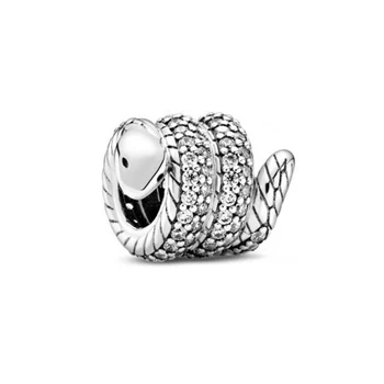 

Autumn 925 sterling silver Sparkling Wrapped Snake Charm PendantFits original Bracelets Necklace Making Fashion DIY Jewelry