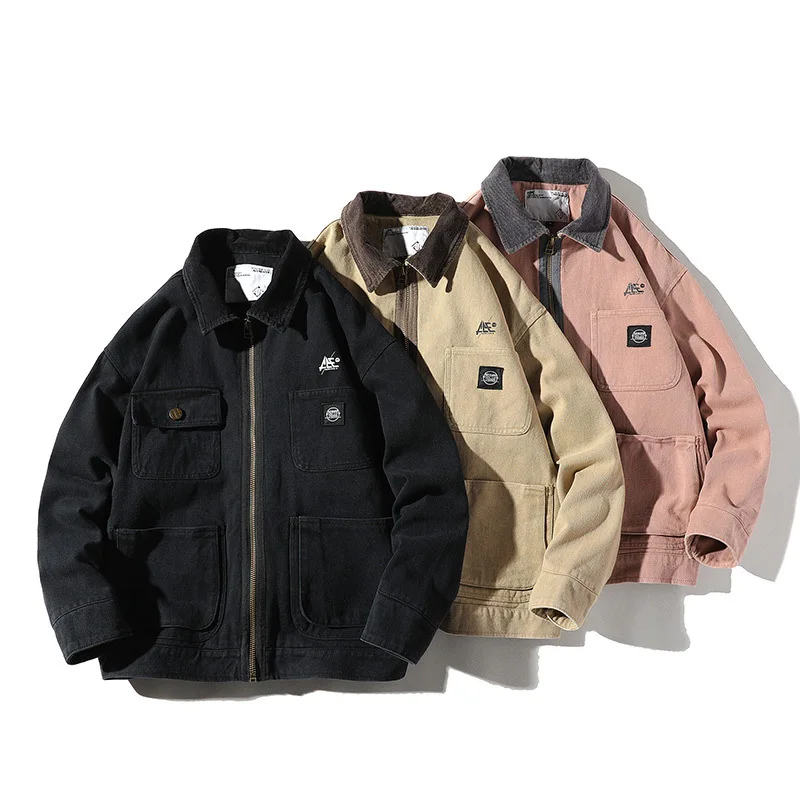 

2019 New Style Japanese-style Multi-pockets Tooling Jacket MEN'S Coat Pocket Joint Fold-down Collar Loose-Fit Casual on Clothes
