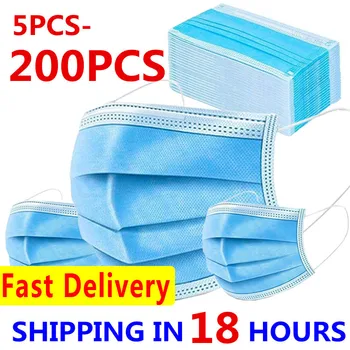 

Mouth Masks 3-layer Anti-Dust Disposable Mascarillas Non Woven Meltblown Cloth Masks Elastic Ear Loop Face Mouth Mask Blue