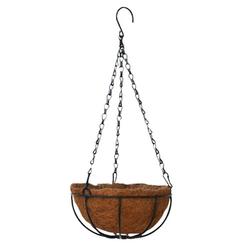 

1*flower Pot Hanging Planter Basket With Coconut Liner Indoor Outdoor Flower Pots Hanger Practical Garden Decoration
