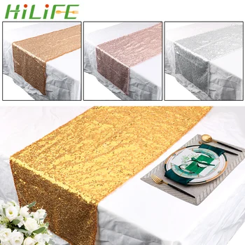 

HILIFE Silver/Gold Sequin Table Runner Home Decoration Table Runners for Party Weddings Decoration Table Cloth 30x180cm/30x275cm