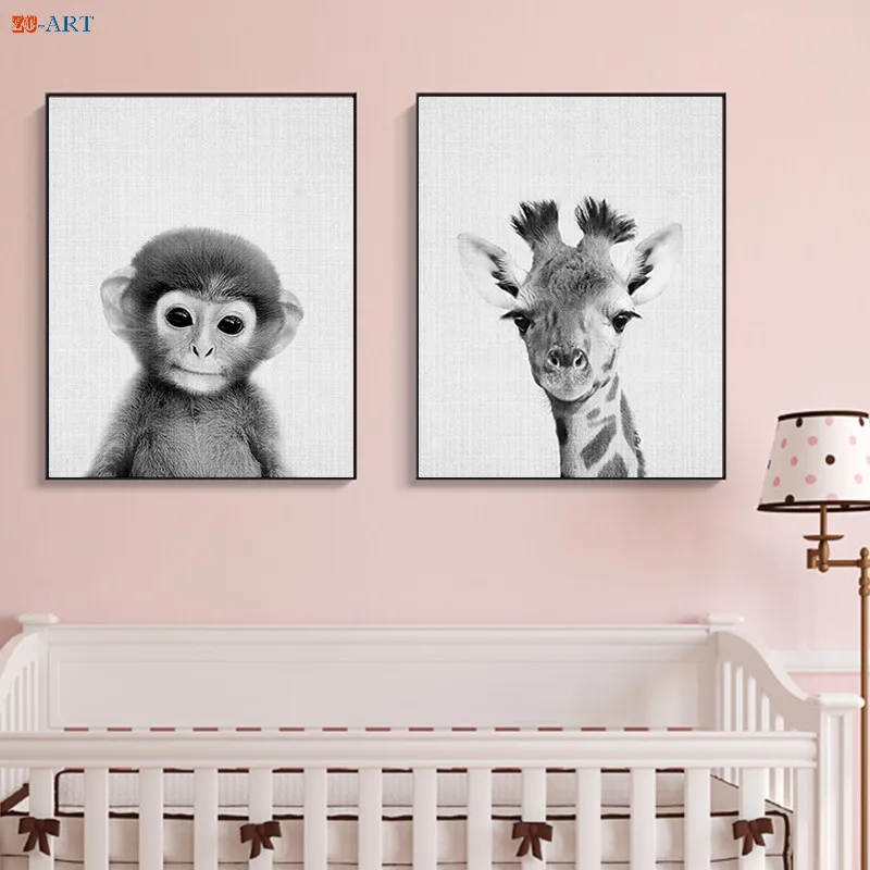 Черно-белые детские постеры с животными и принтами Жираф настенные художественные настенные картины для гостиной детский душ подарок сафари детский Декор