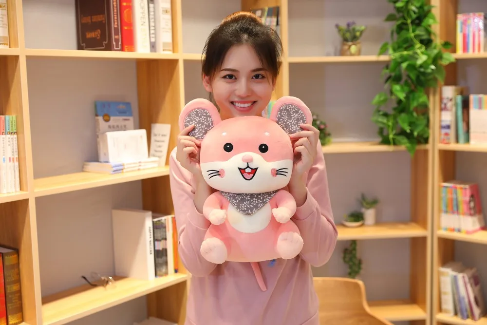 28/38/58 см Kawaii улыбка Мышь плюшевая игрушка мягкие чучела с презентабельным видом: шарф с животными Мыши Крысы куклы для детей, платье для дня рождения для маленькой девочки подарки на Рождество