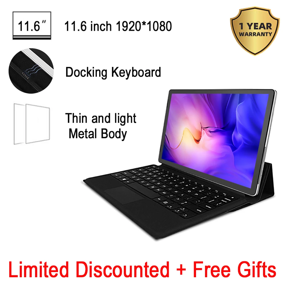 US $166.99 Global version 4G phone Tablet 116 inch 2 in 1 Tablet Laptop with keyboard Android Tablet PC Limited offer One Year Warrantry